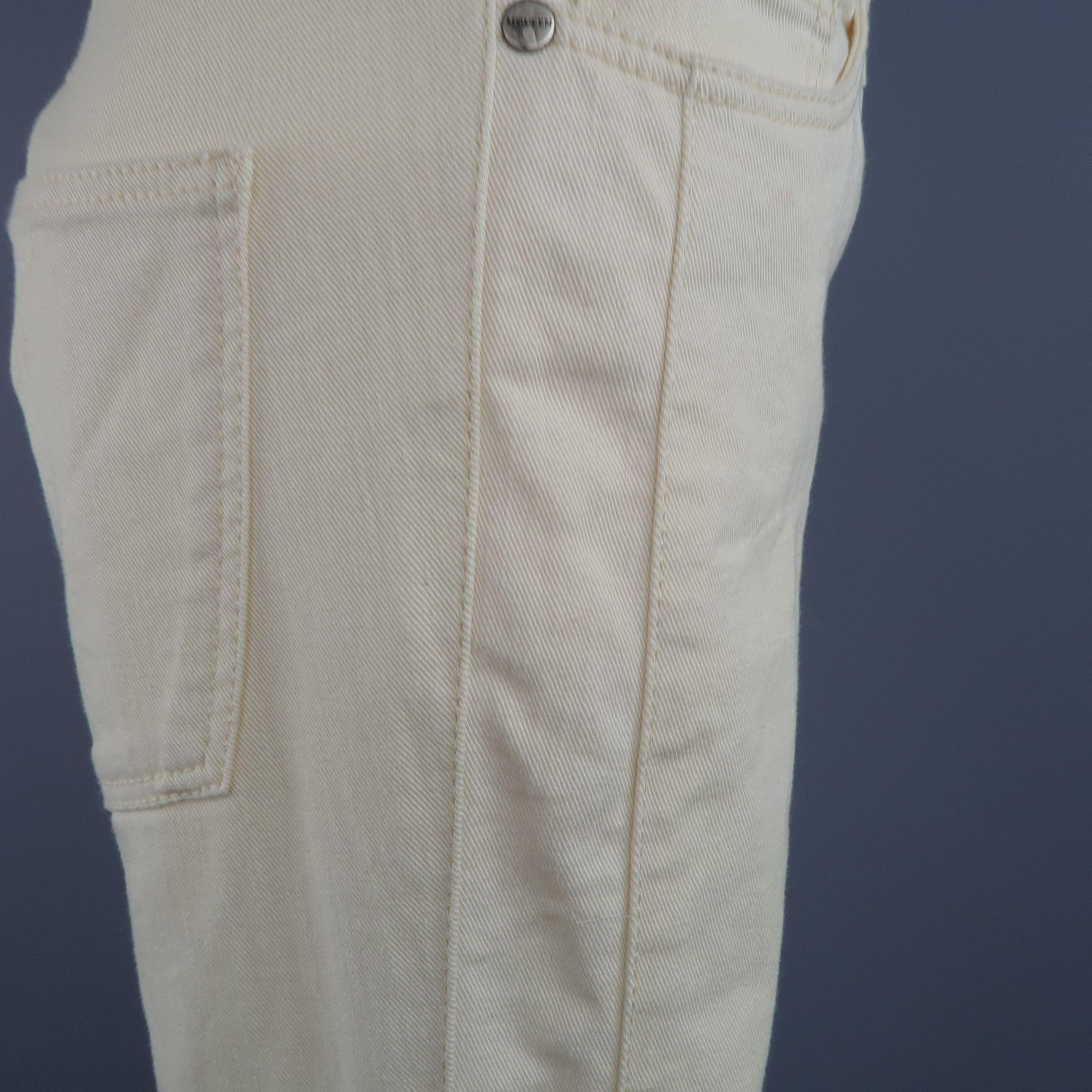 ALEXANDER MCQUEEN Size 6 Beige Denim Side Stripe Skinny Jeans 1