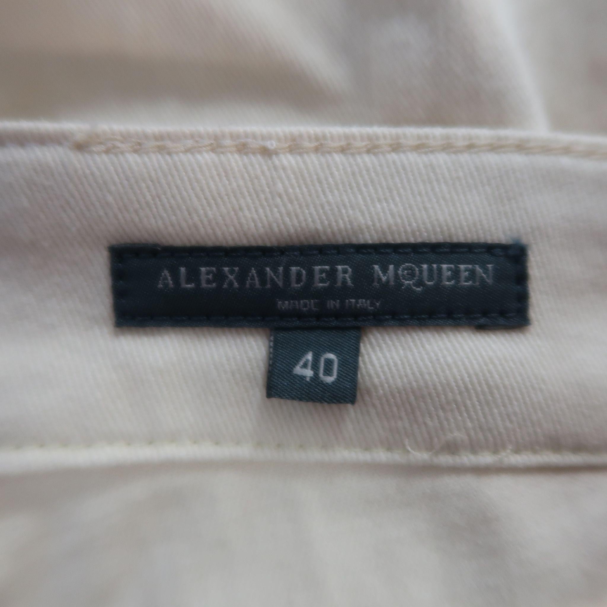 ALEXANDER MCQUEEN Size 6 Beige Denim Side Stripe Skinny Jeans 3
