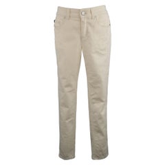 ALEXANDER MCQUEEN Size 6 Beige Denim Side Stripe Skinny Jeans