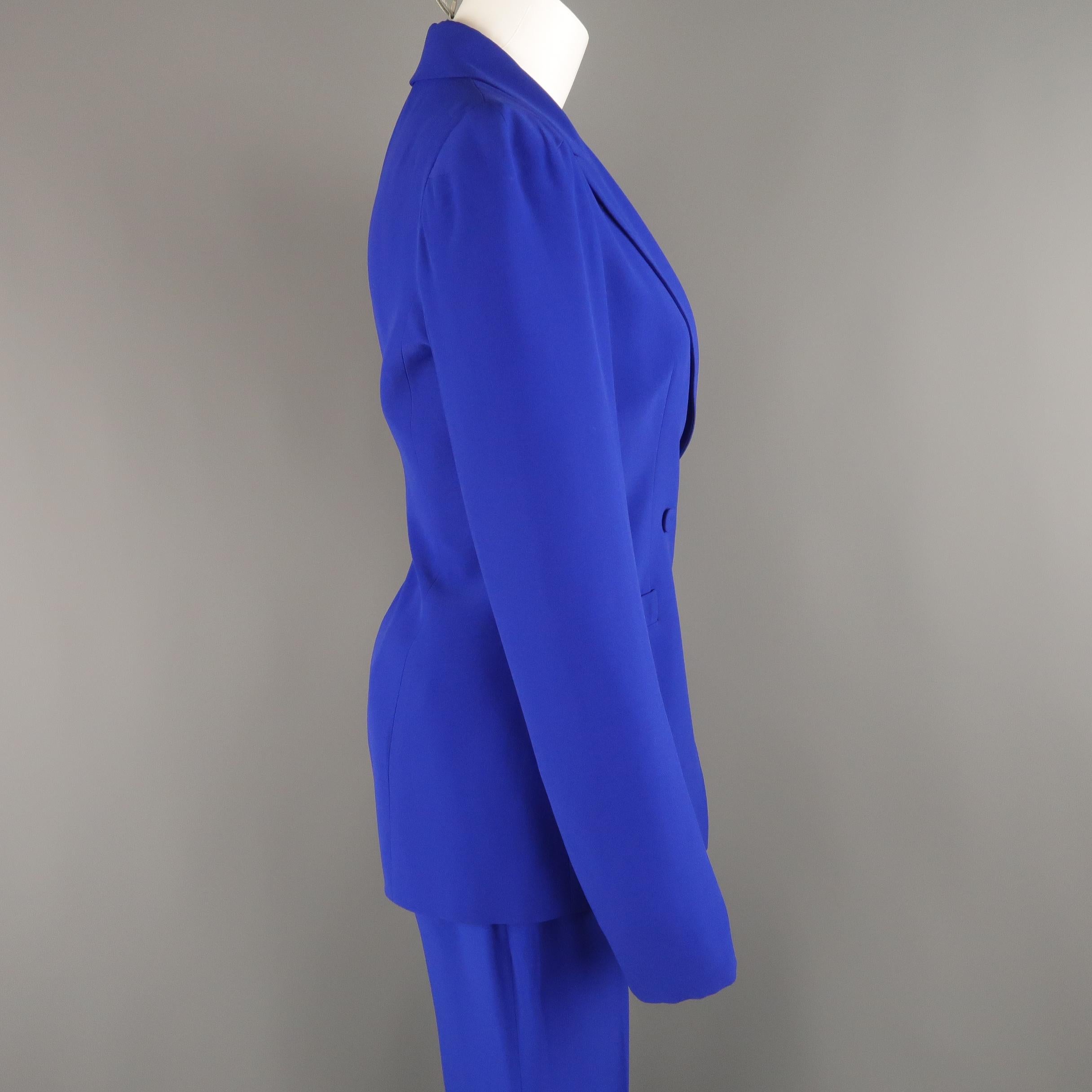 Women's ALEXANDER MCQUEEN Size 6 Cobalt Blue Double Breasted Peak Lapel Pants Suit