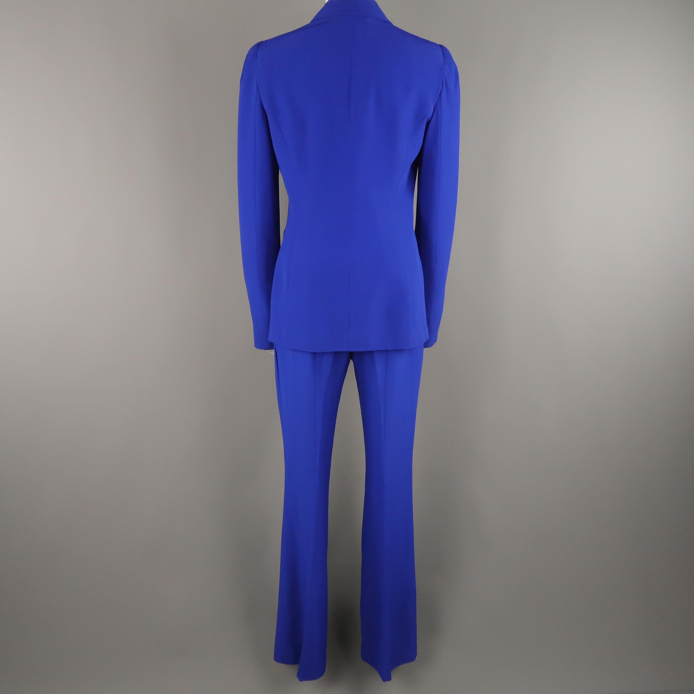 ALEXANDER MCQUEEN Size 6 Cobalt Blue Double Breasted Peak Lapel Pants Suit 2