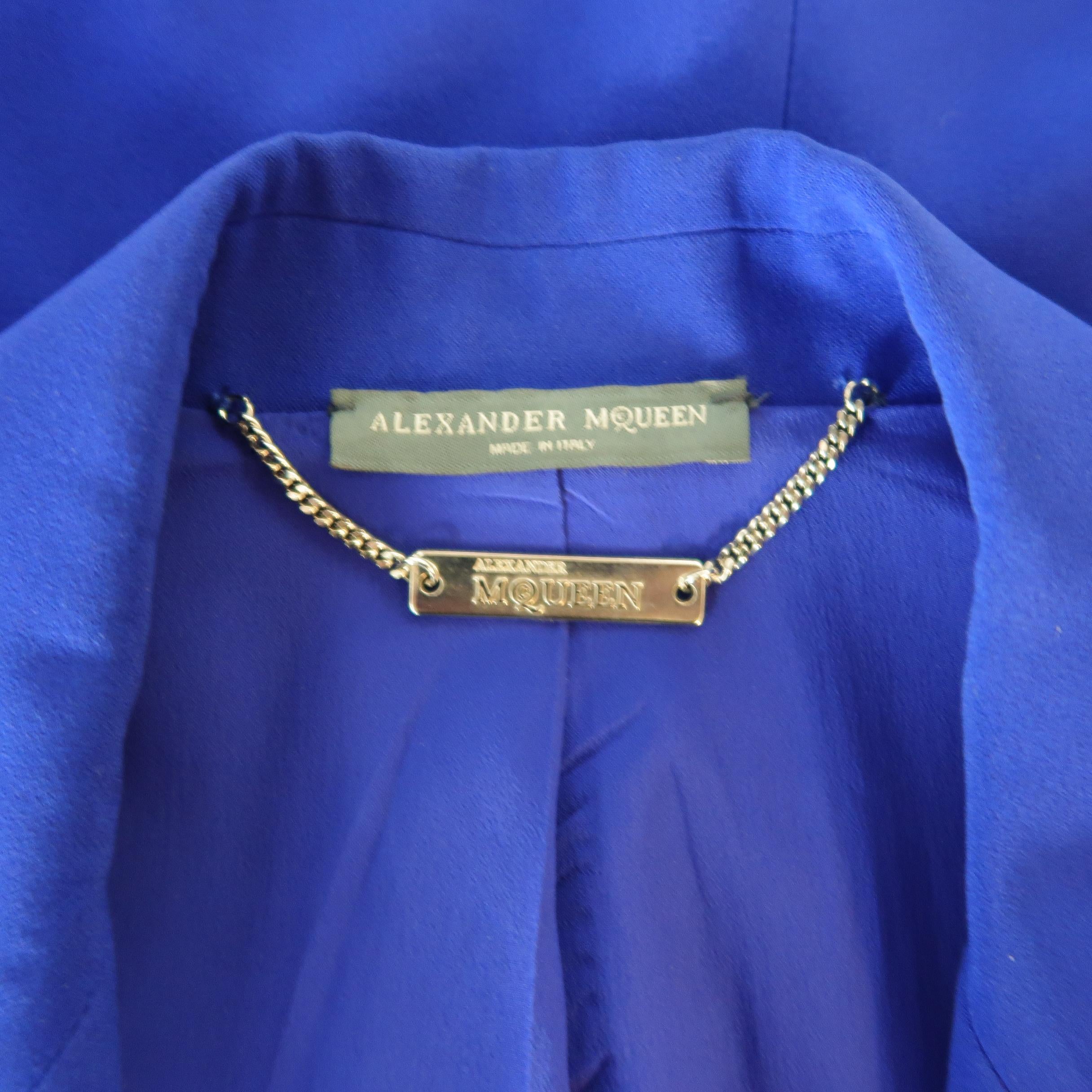 ALEXANDER MCQUEEN Size 6 Cobalt Blue Double Breasted Peak Lapel Pants Suit 4