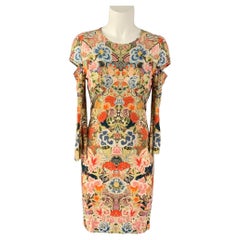 ALEXANDER MCQUEEN Size 6 Multi-Color Rayon Blend Floral Long Sleeve Dress