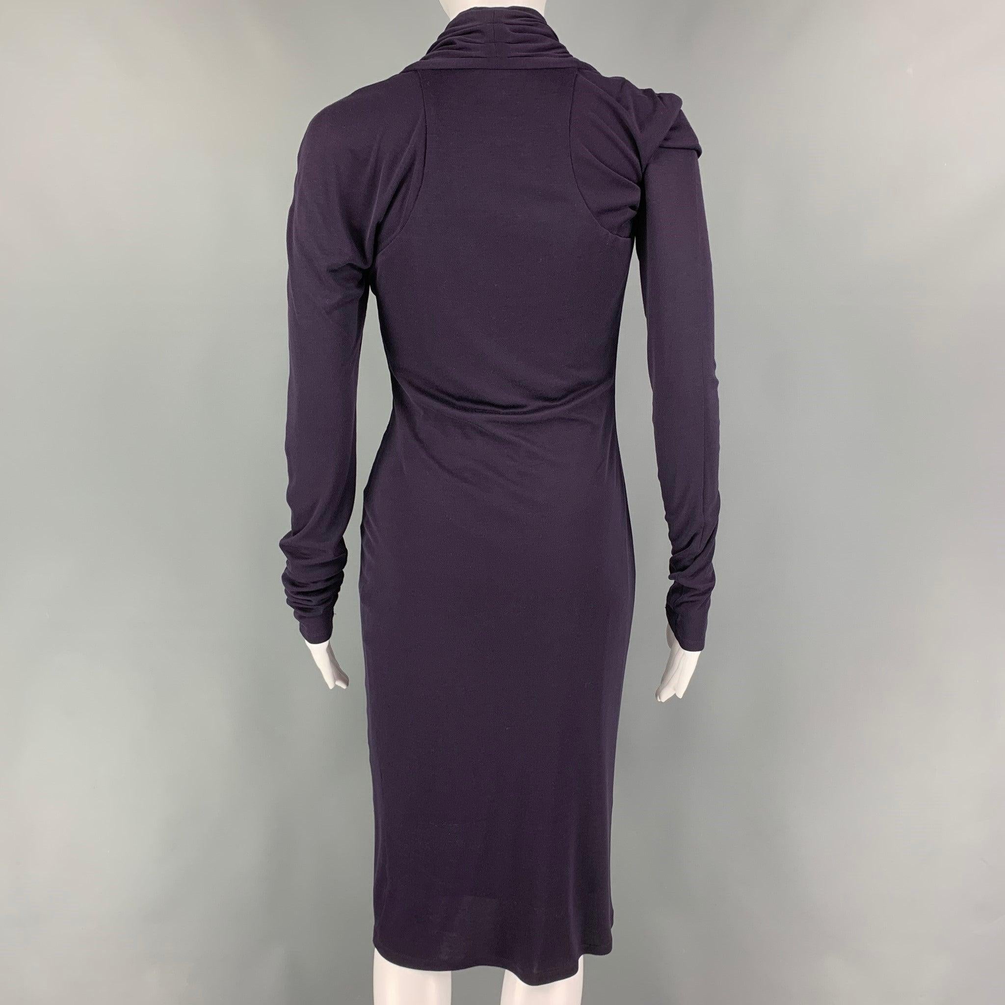 ALEXANDER MCQUEEN Size 6 Purple Viscose Long Sleeve Dress In Good Condition For Sale In San Francisco, CA