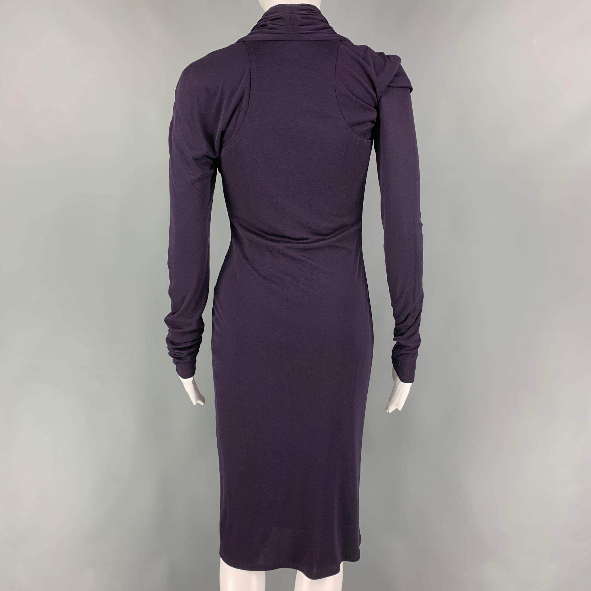 ALEXANDER MCQUEEN Size 6 Purple Viscose Long Sleeve Dress In Good Condition In San Francisco, CA