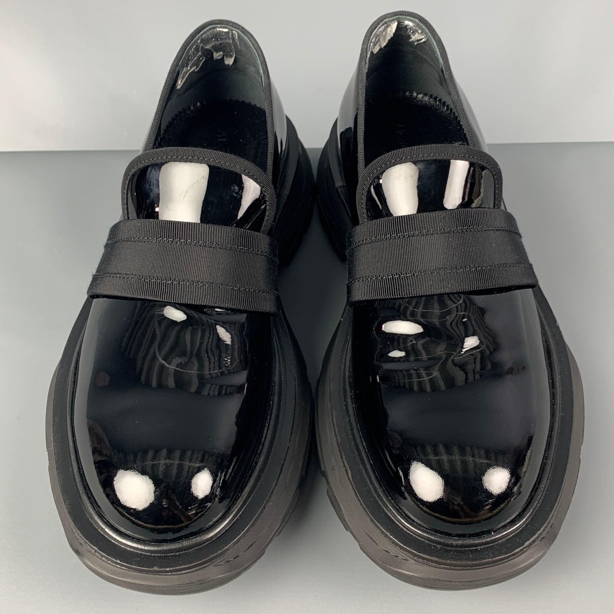 Men's ALEXANDER MCQUEEN Size 9 Black Patent Leather Loafers