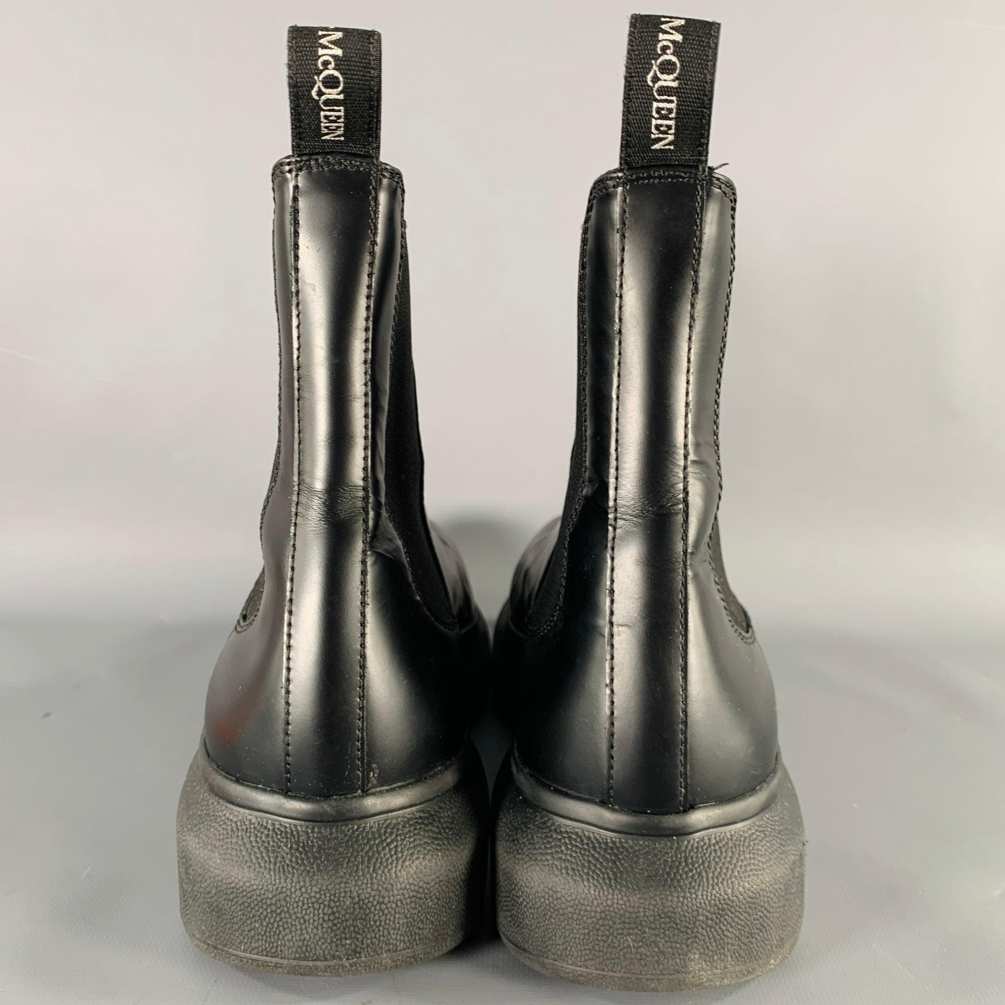 ALEXANDER MCQUEEN Size 9.5 Black Leather Platform Chelsea Boots In Excellent Condition In San Francisco, CA