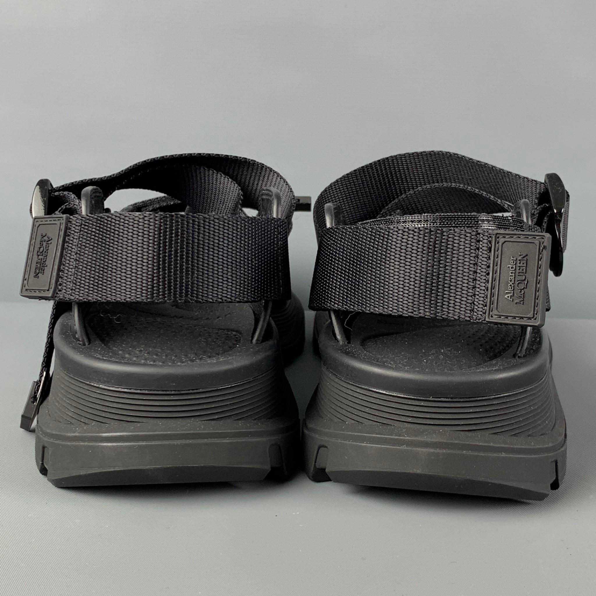 Men's ALEXANDER MCQUEEN Size 9.5 Black Straps Sandals