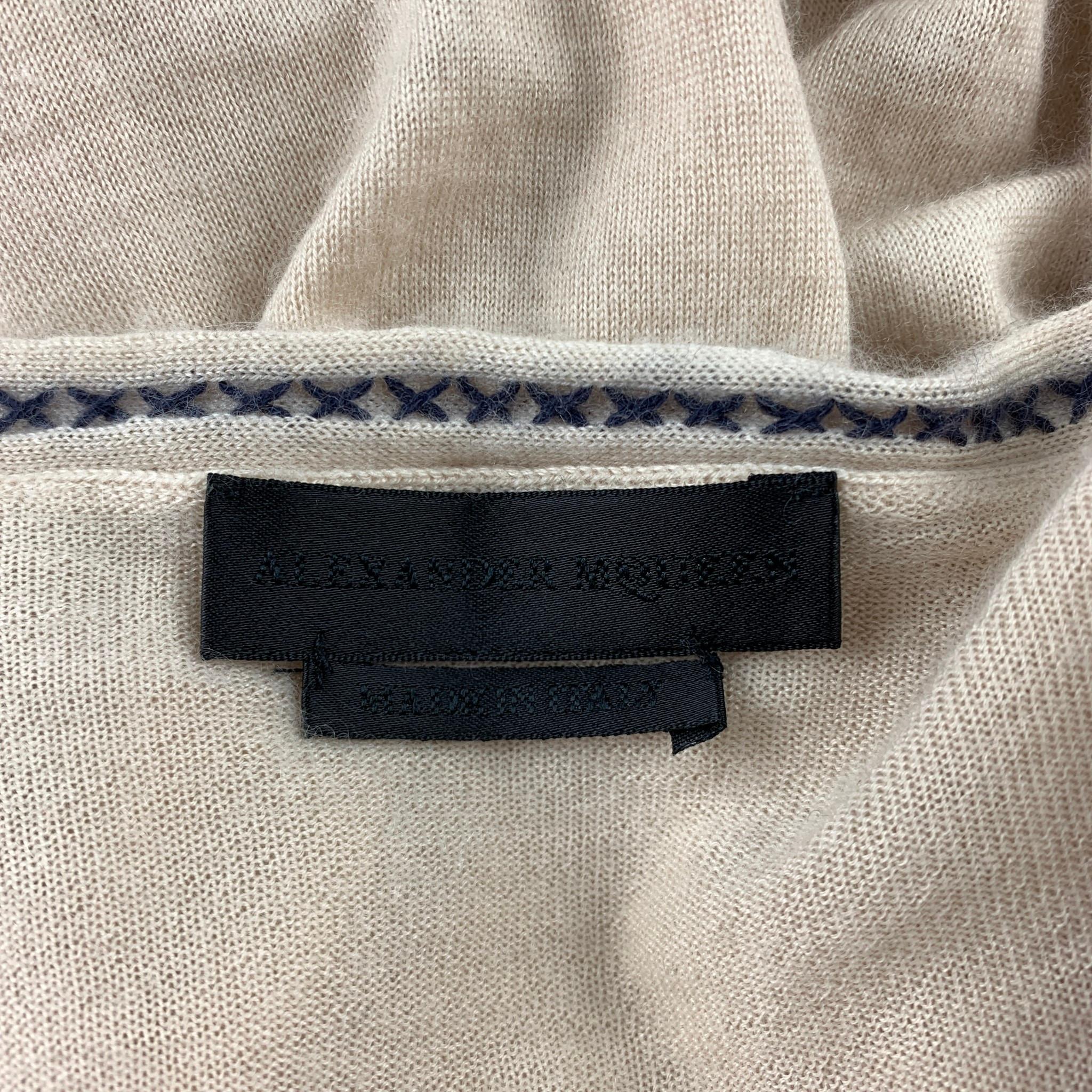 ALEXANDER MCQUEEN Size L Beige Cashmere Buttoned V-Neck Pullover Sweater In Good Condition In San Francisco, CA