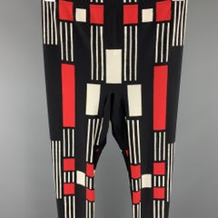ALEXANDER MCQUEEN Size L Black & Red Polyamide / Eastane Leggings