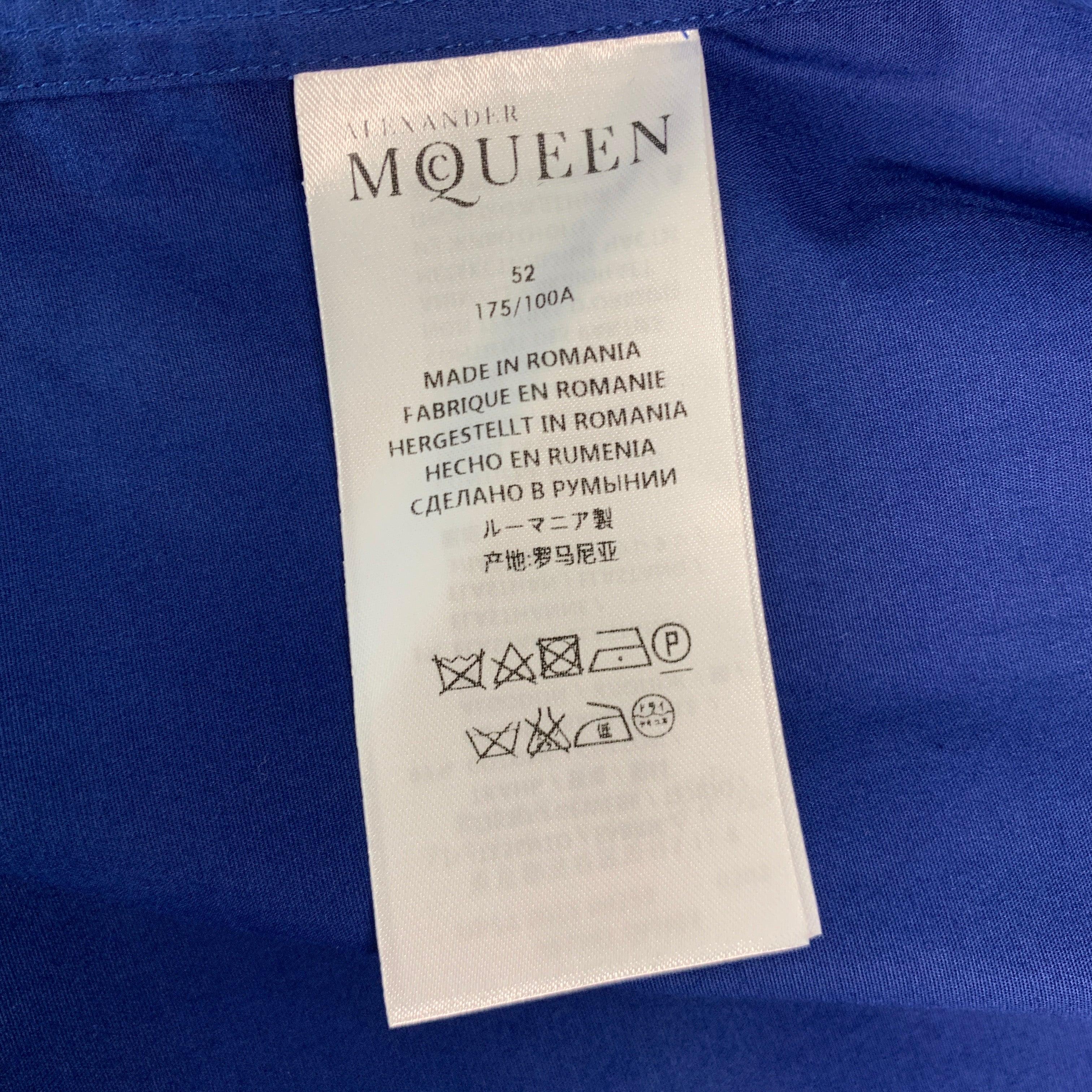ALEXANDER MCQUEEN Size L Blue Cotton Blend Short Sleeve Shirt For Sale 2
