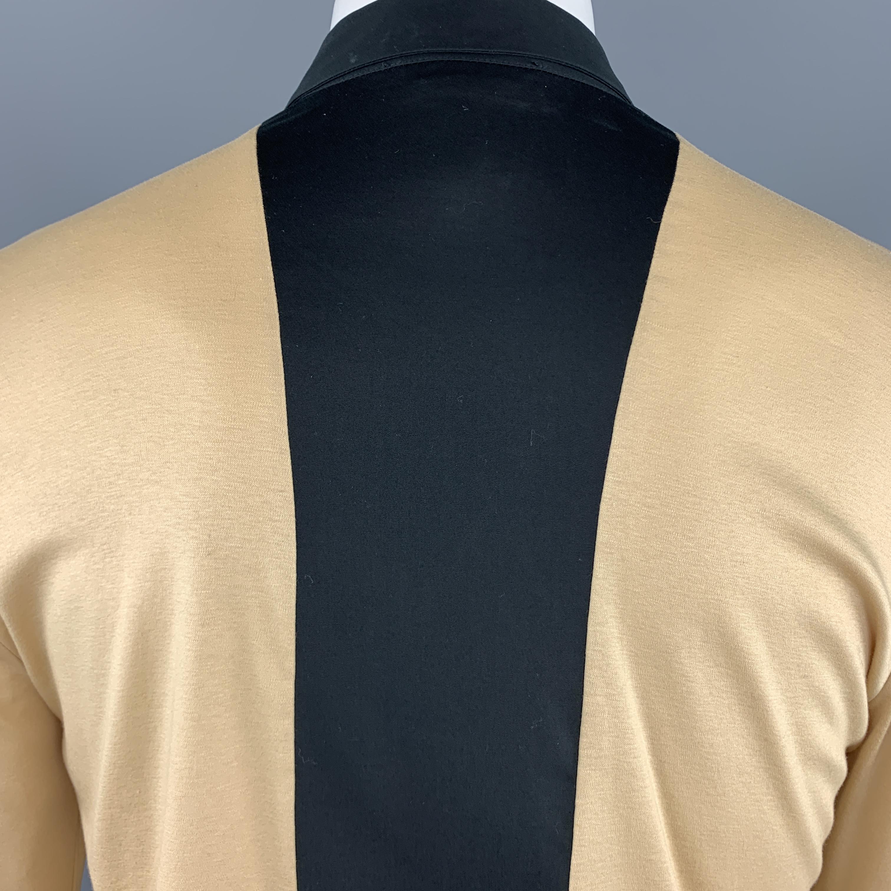 Men's ALEXANDER MCQUEEN Size L Khaki & Black Color Block Cotton Long Sleeve Shirt