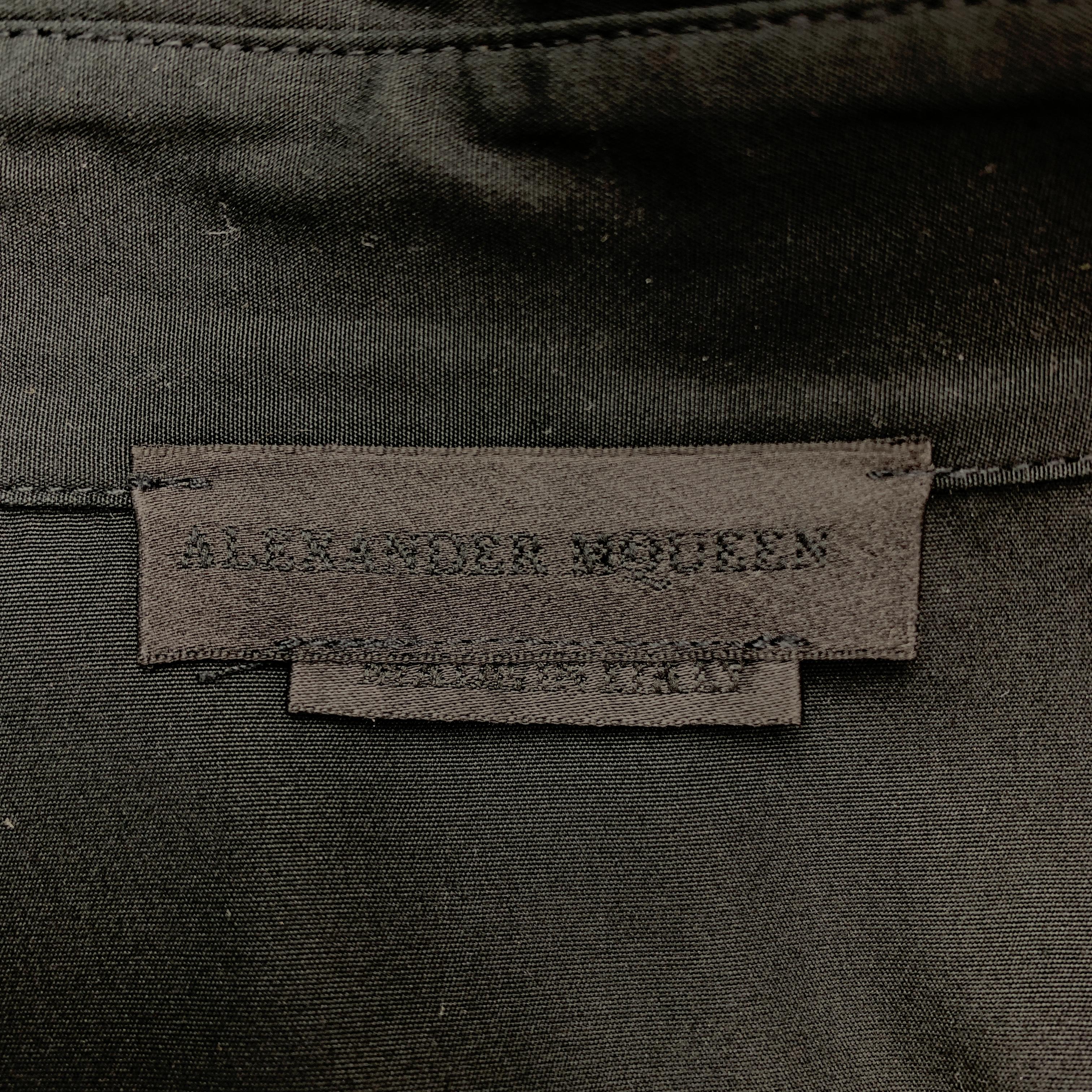 ALEXANDER MCQUEEN Size L Khaki & Black Color Block Cotton Long Sleeve Shirt 1