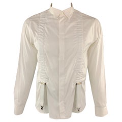 ALEXANDER MCQUEEN Size L White Cotton Tuxedo Suspenders Braces Long Sleeve Shirt