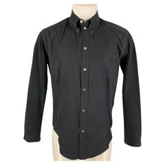 ALEXANDER MCQUEEN Size M Black Mixed Fabrics Cotton Long Sleeve Shirt