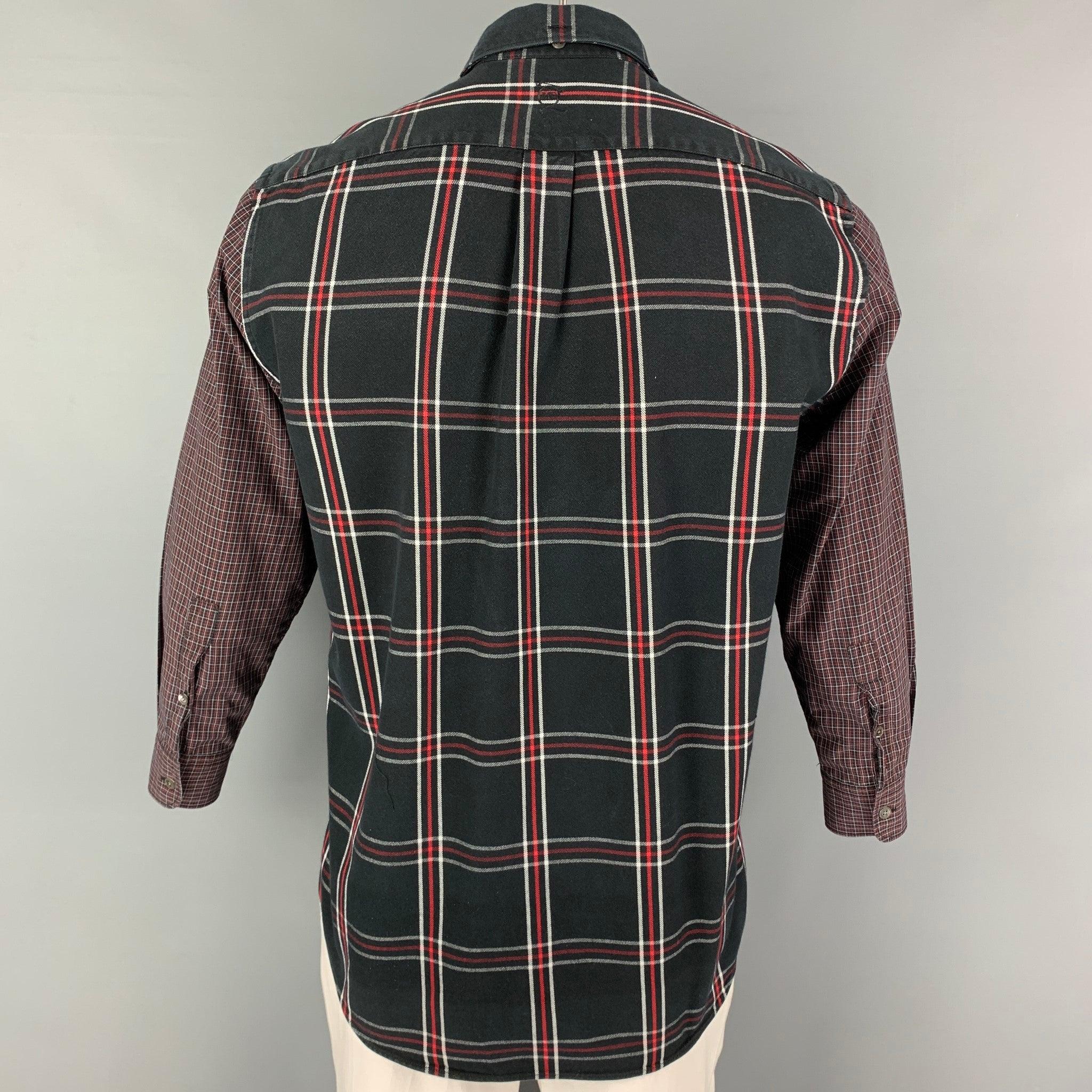 ALEXANDER MCQUEEN Size M Black Red Plaid Cotton Button Up Long Sleeve Shirt In Good Condition For Sale In San Francisco, CA