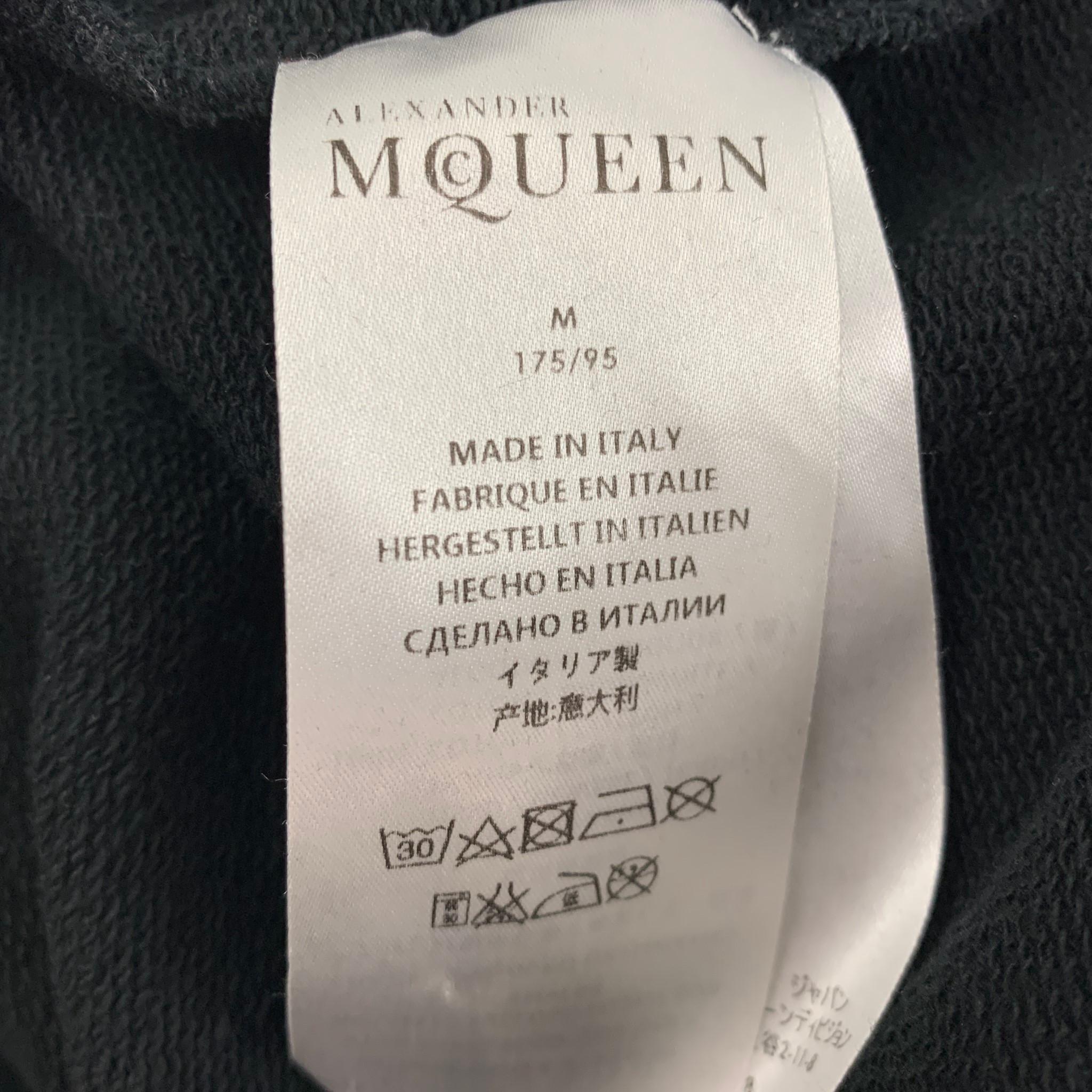 ALEXANDER MCQUEEN Size M Black Silver Embroidery Cotton Crew-Neck Pullover 1