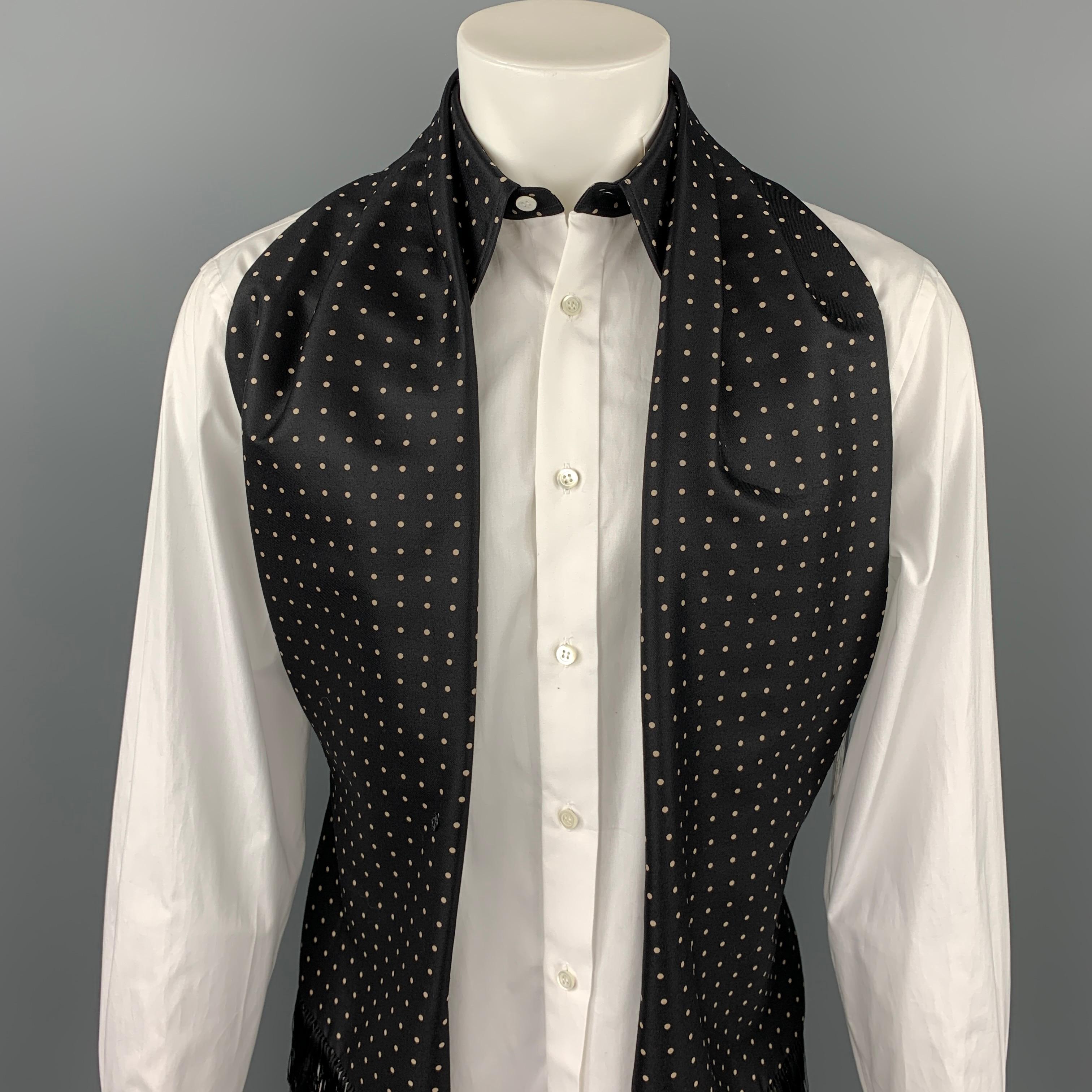 ALEXANDER MCQUEEN long sleeve shirt comes in a white cotton with a back belt black dot print scarf vest design featuring a button up style and a spread collar. Made in Italy.

New With Tags. 
Marked: IT 50
Original Retail Price: