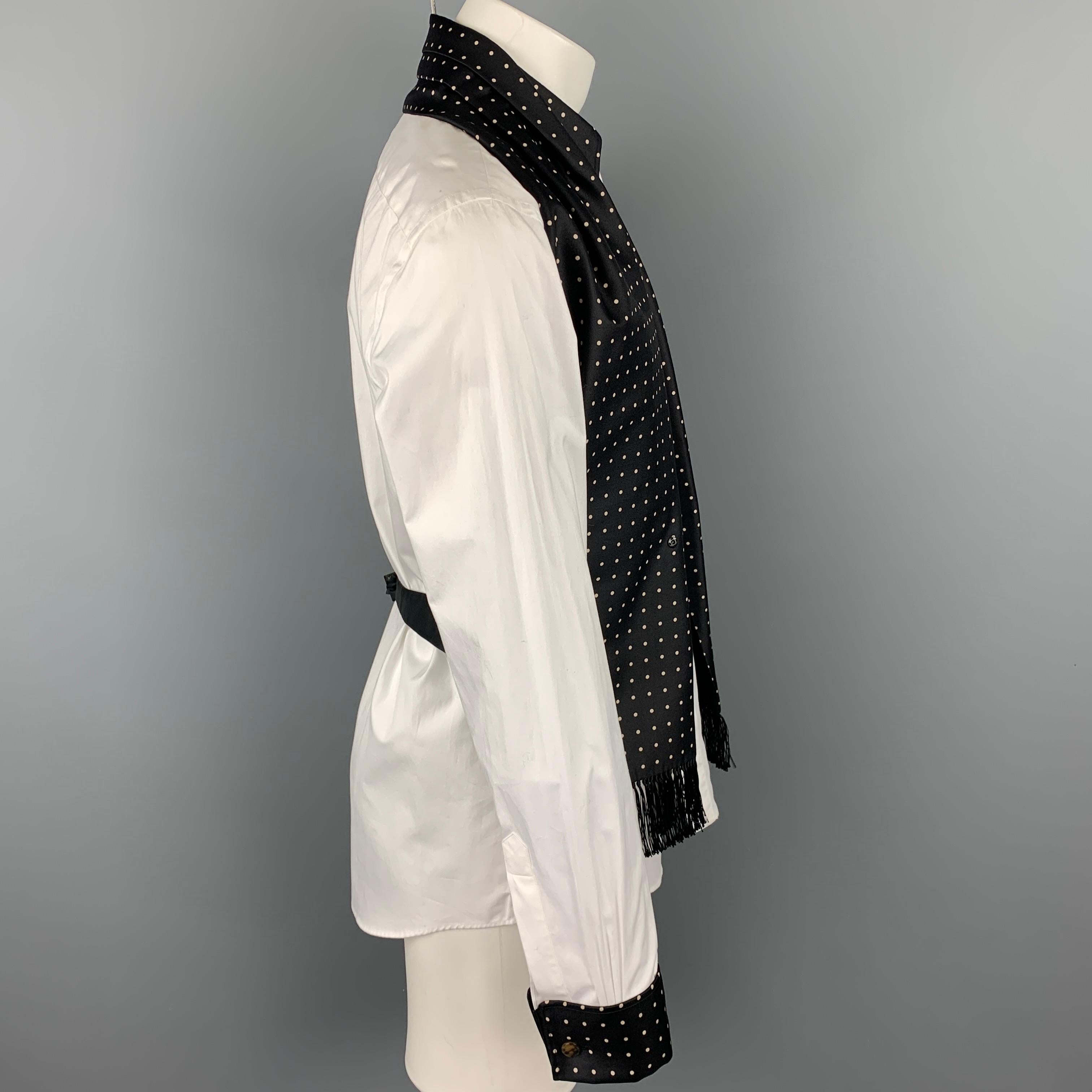 ALEXANDER MCQUEEN Size M White & Black Dots Cotton / Silk Long Sleeve Shirt In New Condition In San Francisco, CA