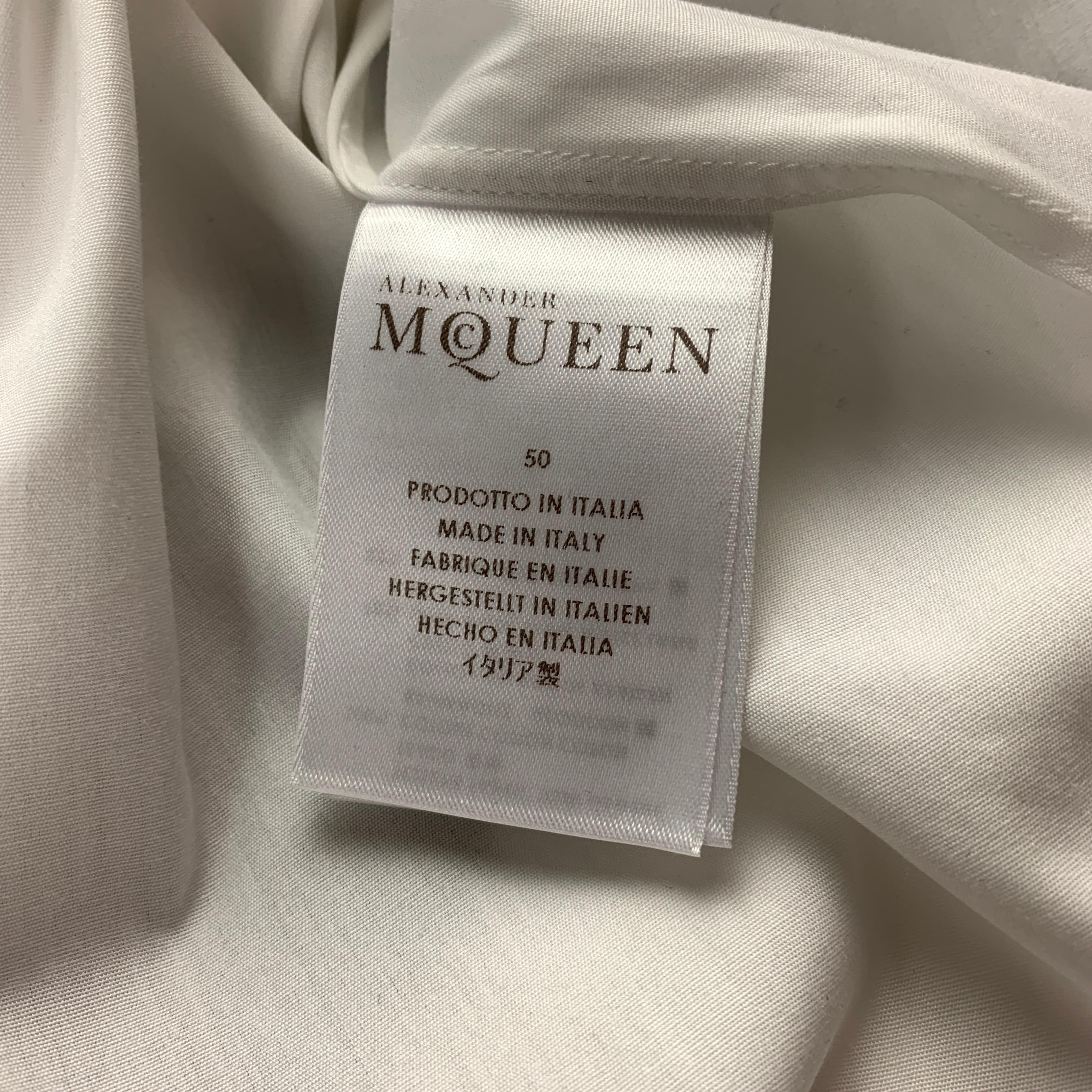 ALEXANDER MCQUEEN Size M White & Black Dots Cotton / Silk Long Sleeve Shirt 3