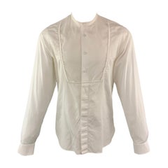 ALEXANDER MCQUEEN Size M White Cotton Tuxedo Distressed Trim Long Sleeve Shirt