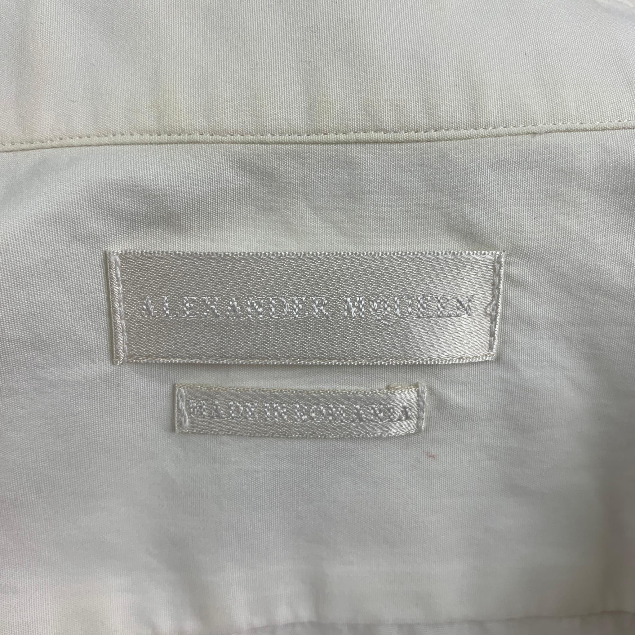 Men's ALEXANDER MCQUEEN Size M White Gold Cotton Button Down Long Sleeve Shirt