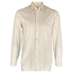 ALEXANDER MCQUEEN Size M White Gold Cotton Button Down Long Sleeve Shirt