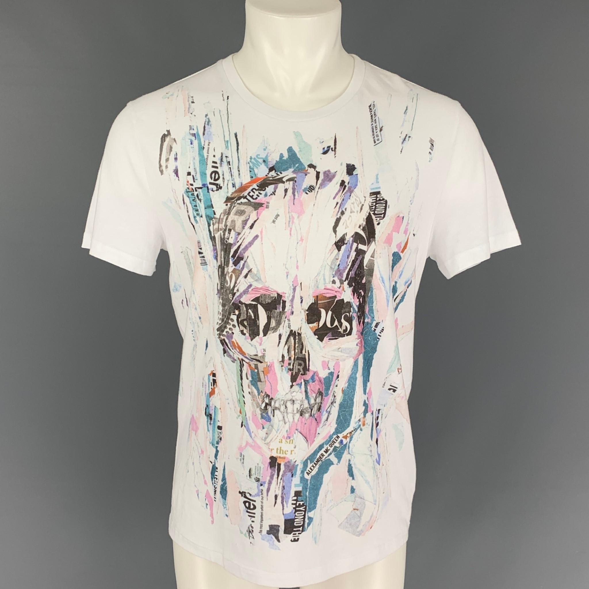 Thriller forræderi Necklet ALEXANDER MCQUEEN Size M White Multi-Color Graphic Cotton Short Sleeve T- shirt For Sale at 1stDibs