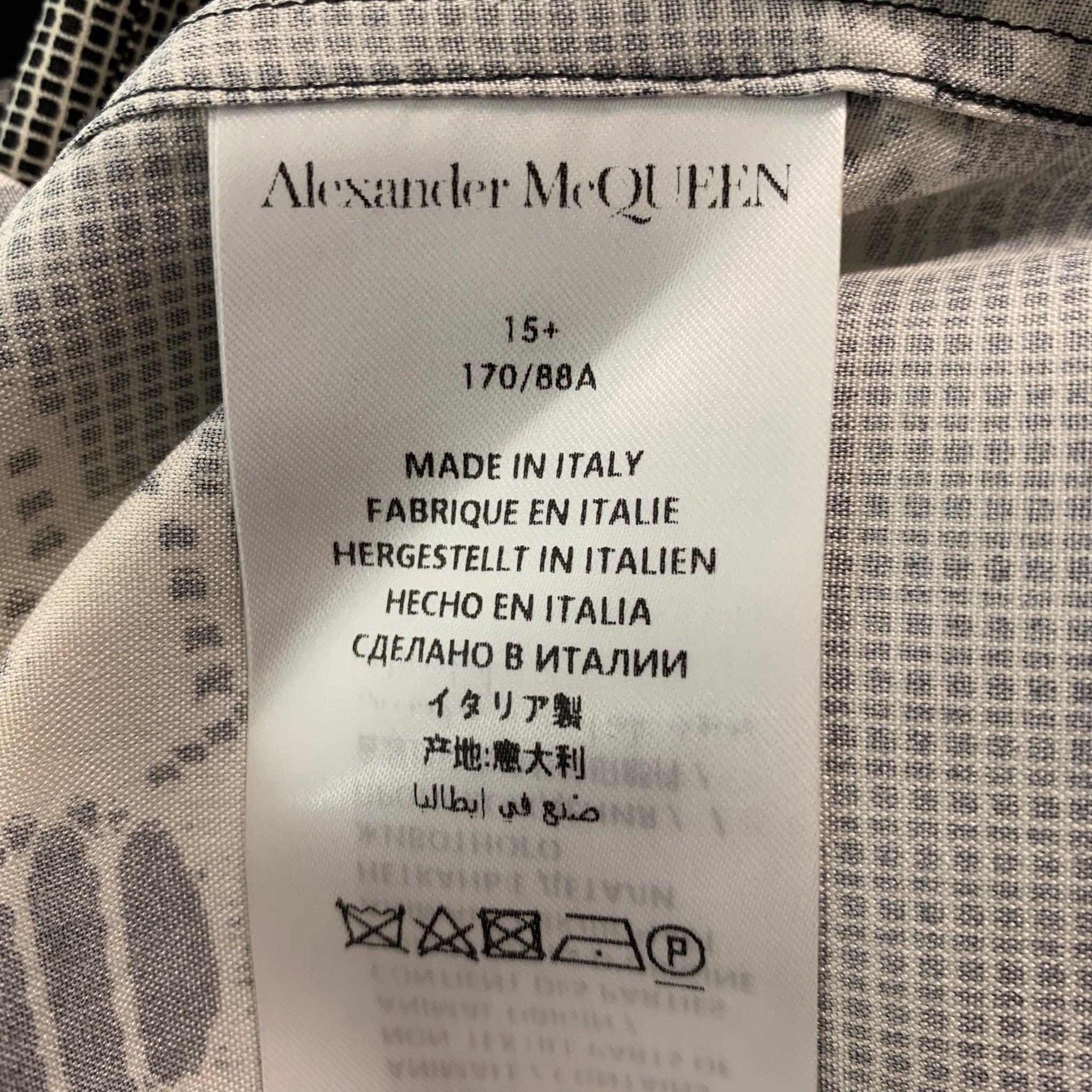 ALEXANDER MCQUEEN Size S Black Beige Print Silk Button Up Long Sleeve Shirt 2