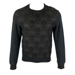 ALEXANDER MCQUEEN Size S Black Skulls Cotton Silk Crew-Neck Pullover