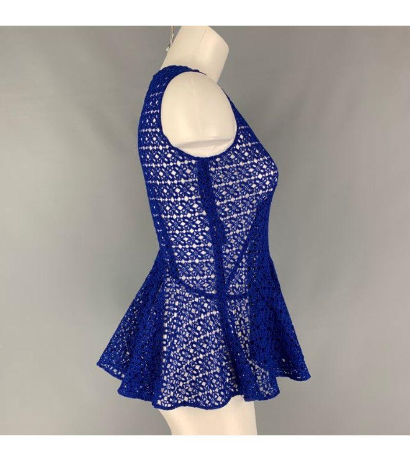 ALEXANDER MCQUEEN peplum sleeveless blouse comes in blue lace fabric featuring a full invisible zip up closure at left side. Made in Italy.Very Good Pre-Owned Condition. Fabric and size tags removed. 
 

 Marked:  no size marked 
 

 Measurements: 
