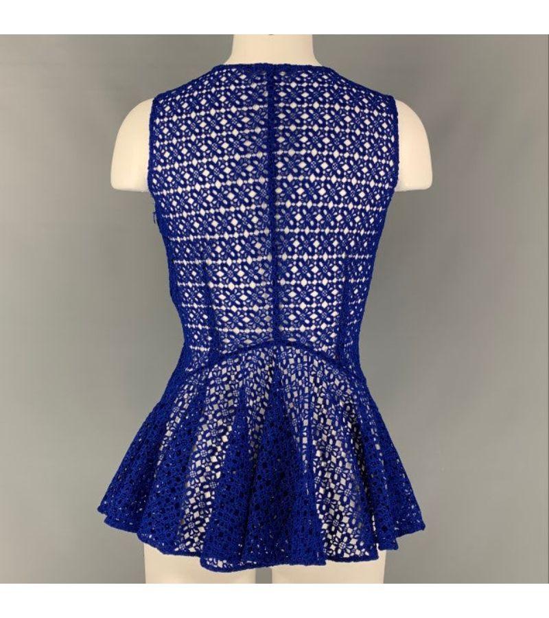 ALEXANDER MCQUEEN Size S Blue Peplum Blouse In Good Condition In San Francisco, CA