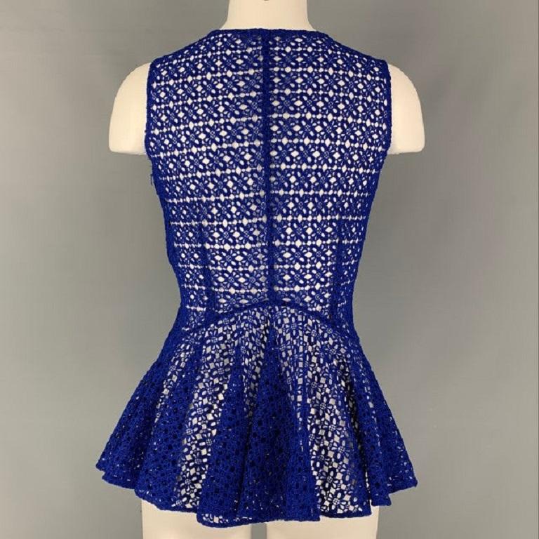 ALEXANDER MCQUEEN Size S Blue Peplum Blouse In Good Condition For Sale In San Francisco, CA