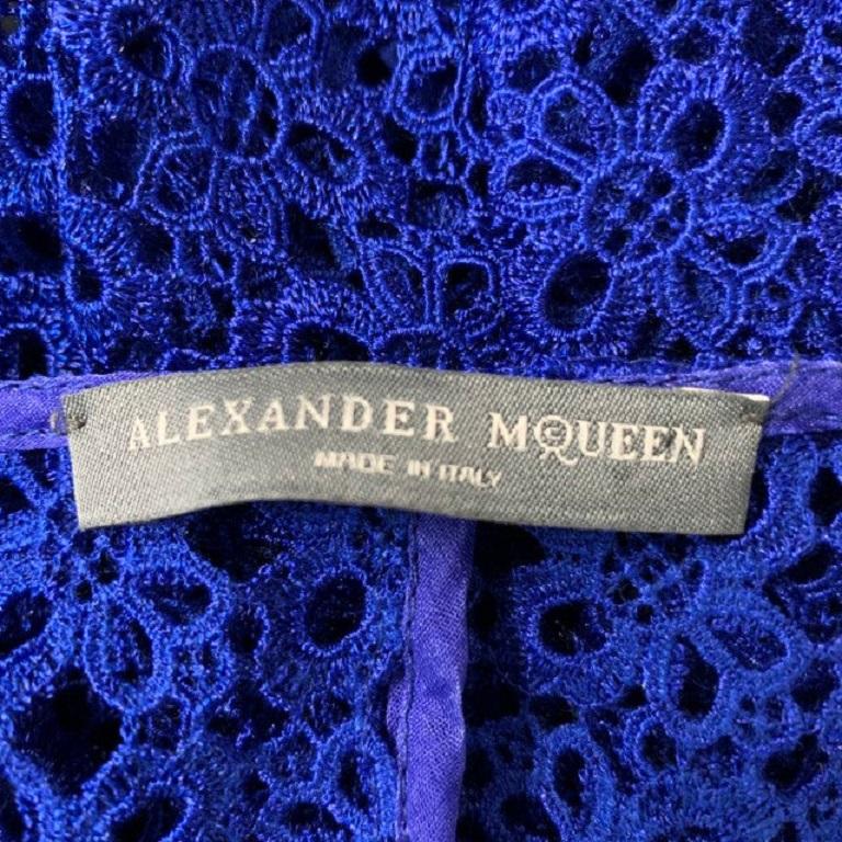 Women's ALEXANDER MCQUEEN Size S Blue Peplum Blouse For Sale