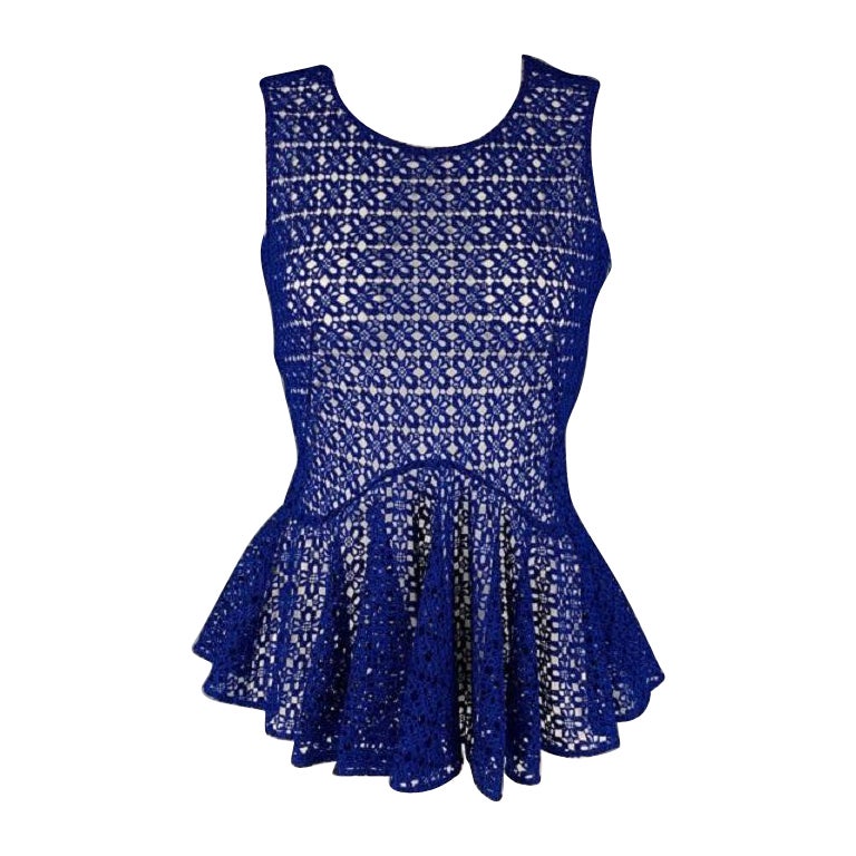 ALEXANDER MCQUEEN Blusa Peplum Azul Talla S en venta