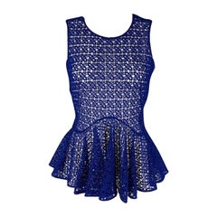 ALEXANDER MCQUEEN Size S Blue Peplum Blouse
