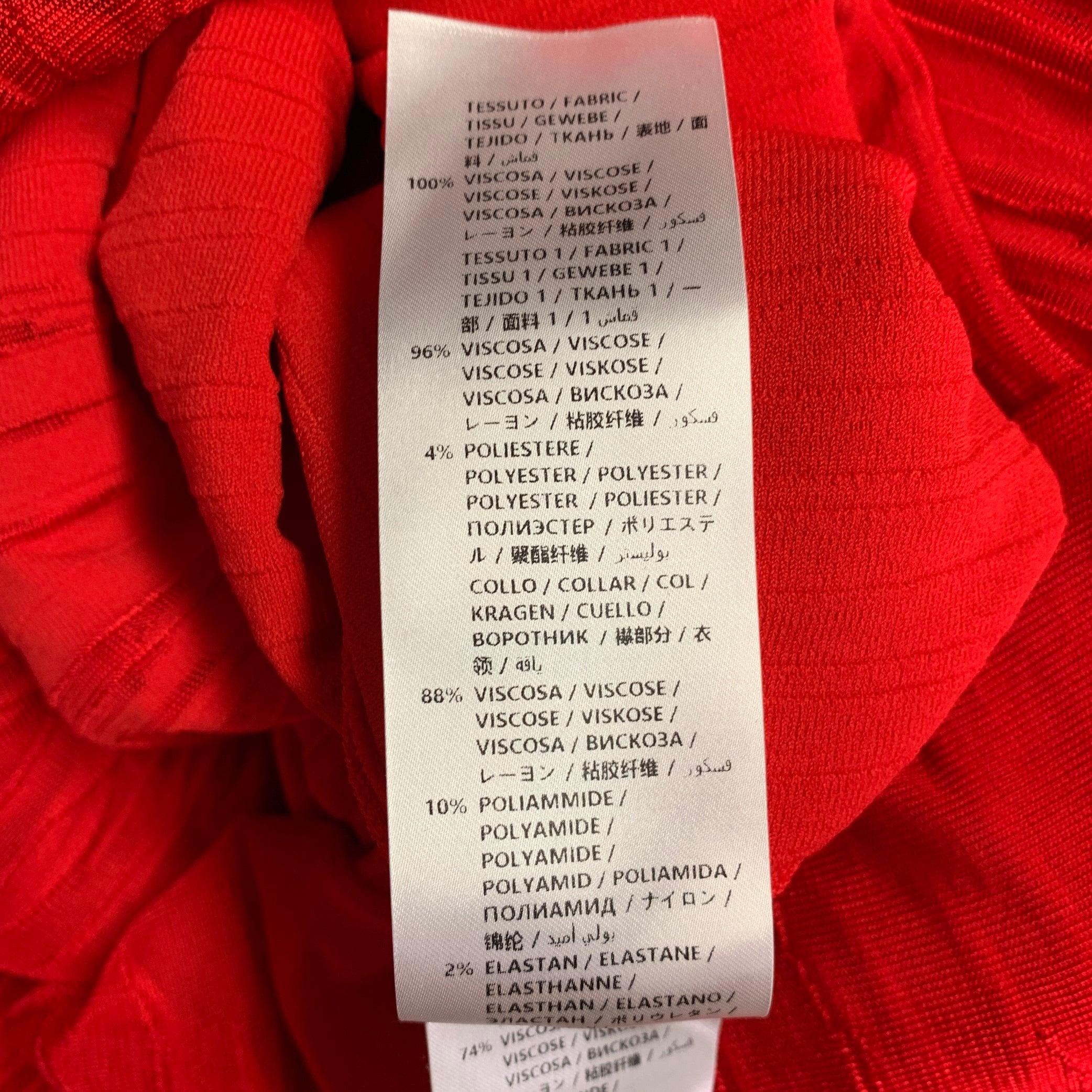 ALEXANDER MCQUEEN Talla S Vestido rojo de viscosa texturizado de manga larga en venta 5