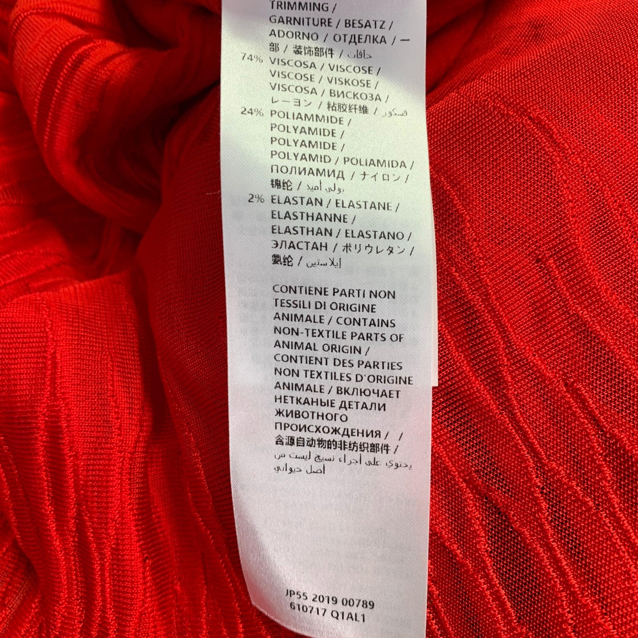 ALEXANDER MCQUEEN Talla S Vestido rojo de viscosa texturizado de manga larga en venta 6