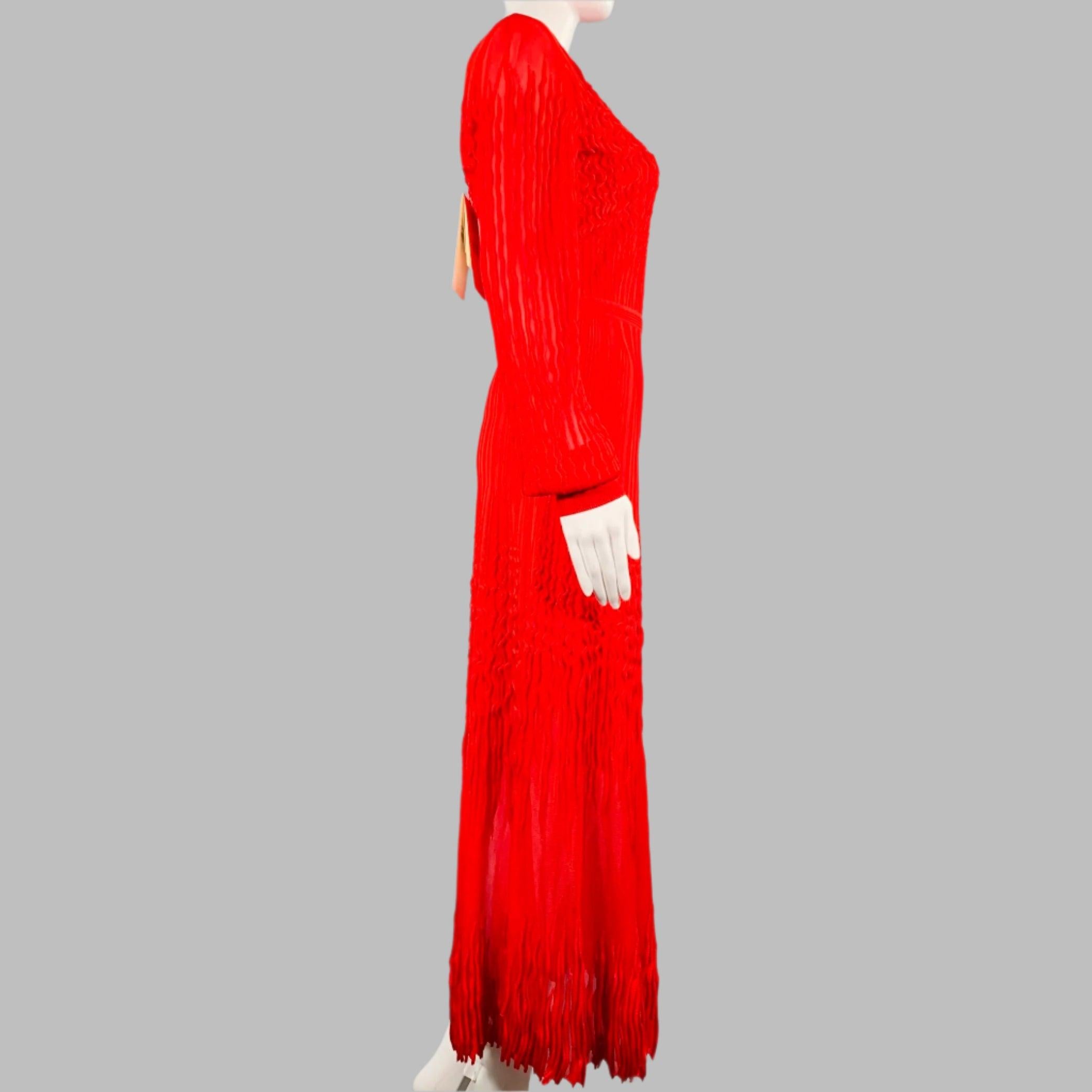 ALEXANDER MCQUEEN Talla S Vestido rojo de viscosa texturizado de manga larga Rojo en venta