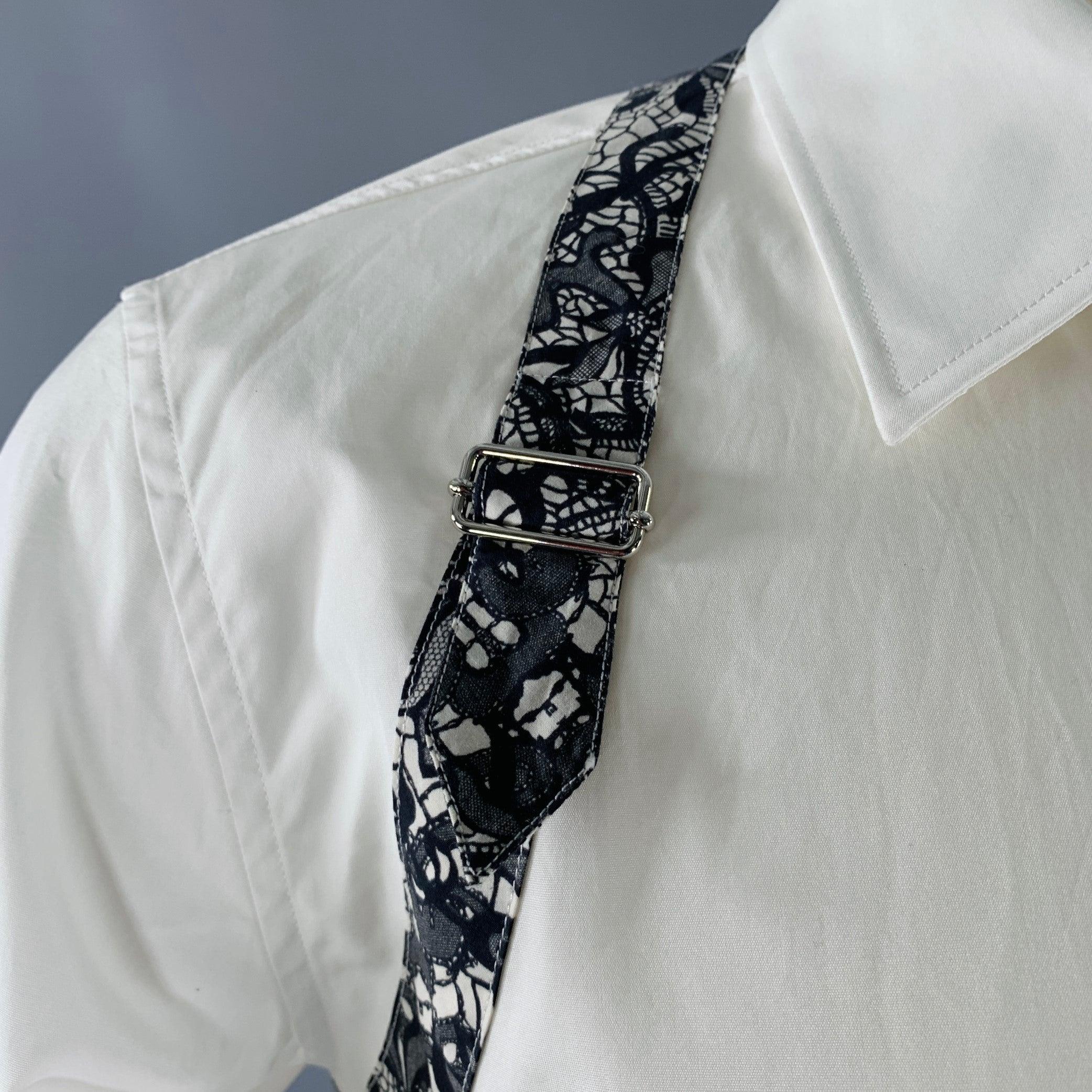 Gray ALEXANDER MCQUEEN Size S White Black Lace Cotton Print Long Sleeve Shirt