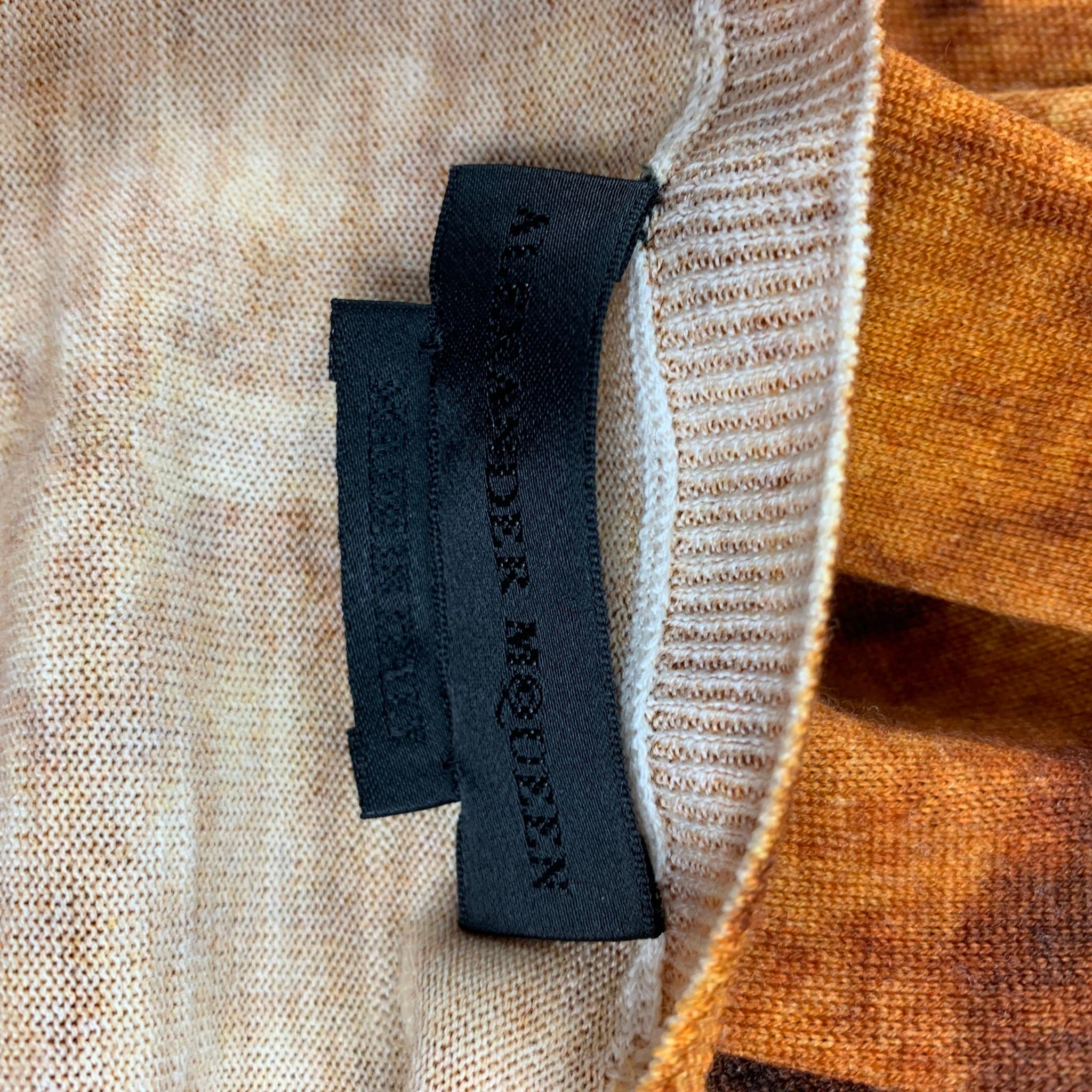 ALEXANDER MCQUEEN Size S Yellow Brown Print Wool Crew-Neck Pullover 2