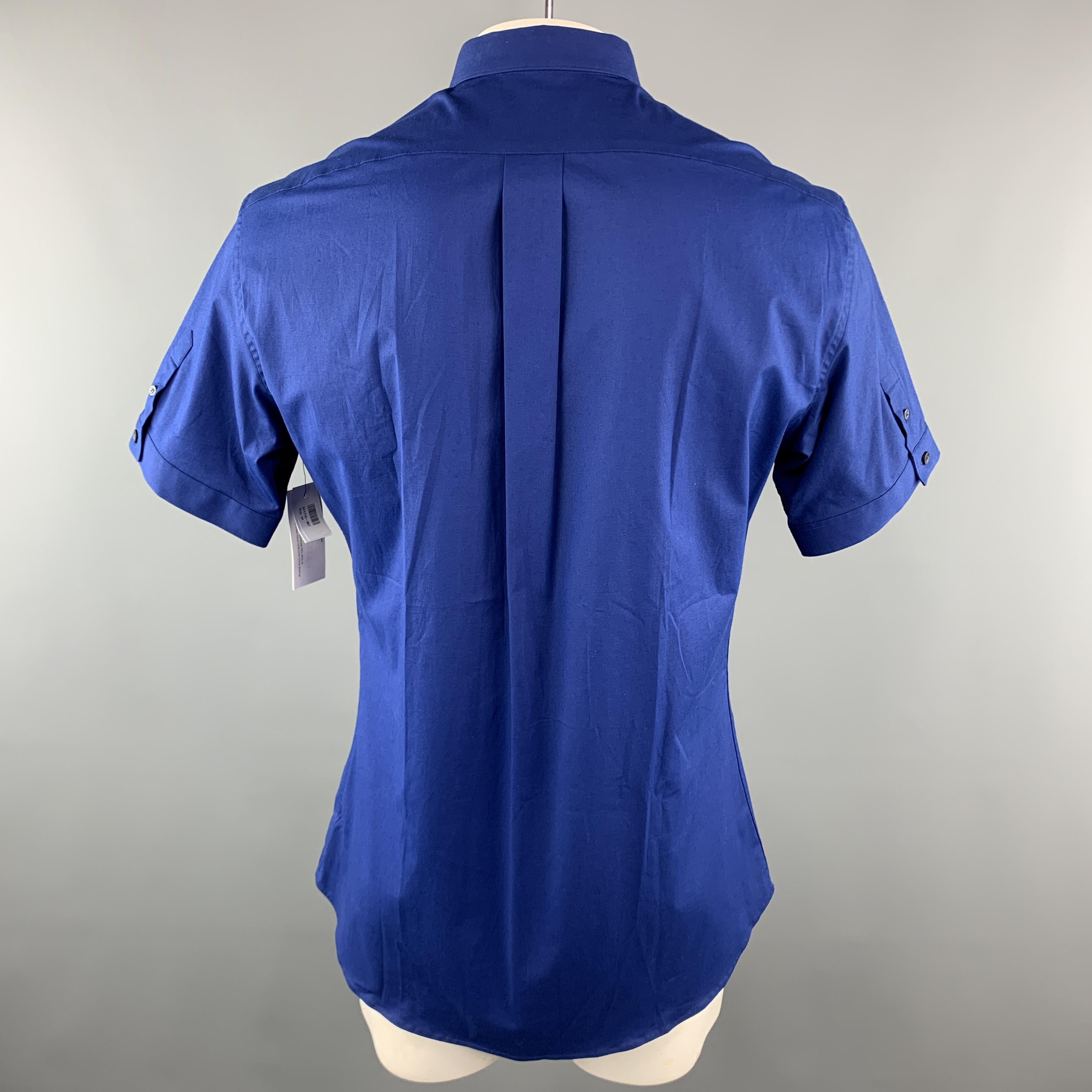 ALEXANDER MCQUEEN Size XL Blue Button Down Short Sleeve Shirt 1
