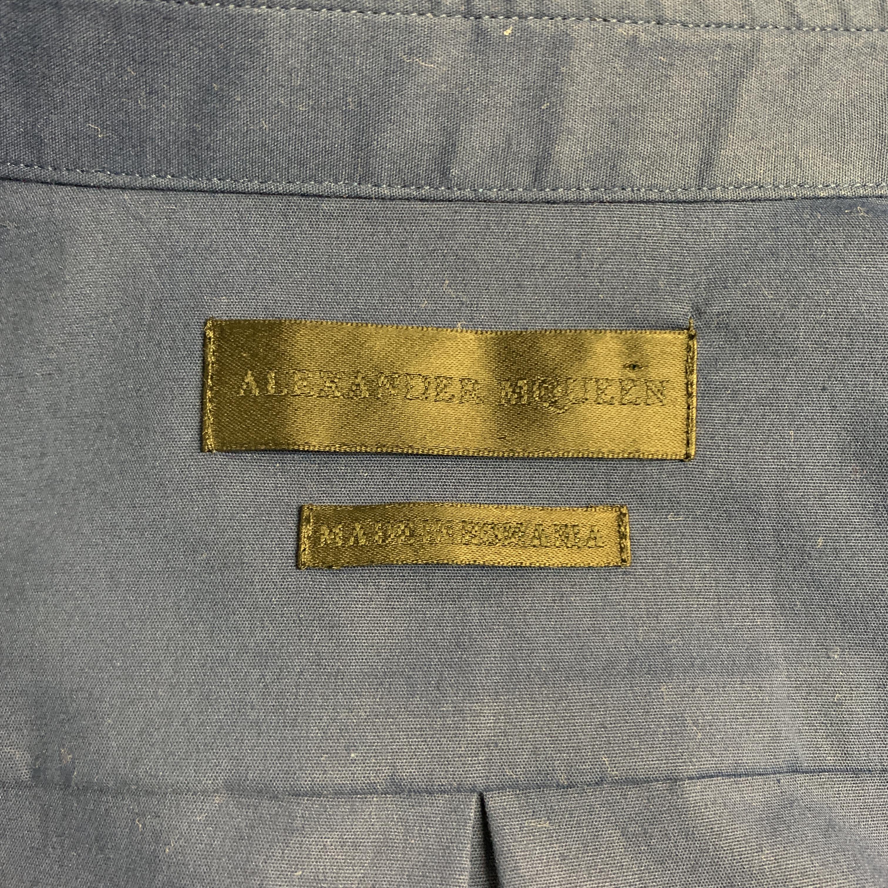 ALEXANDER MCQUEEN Size XL Blue Button Down Short Sleeve Shirt 4
