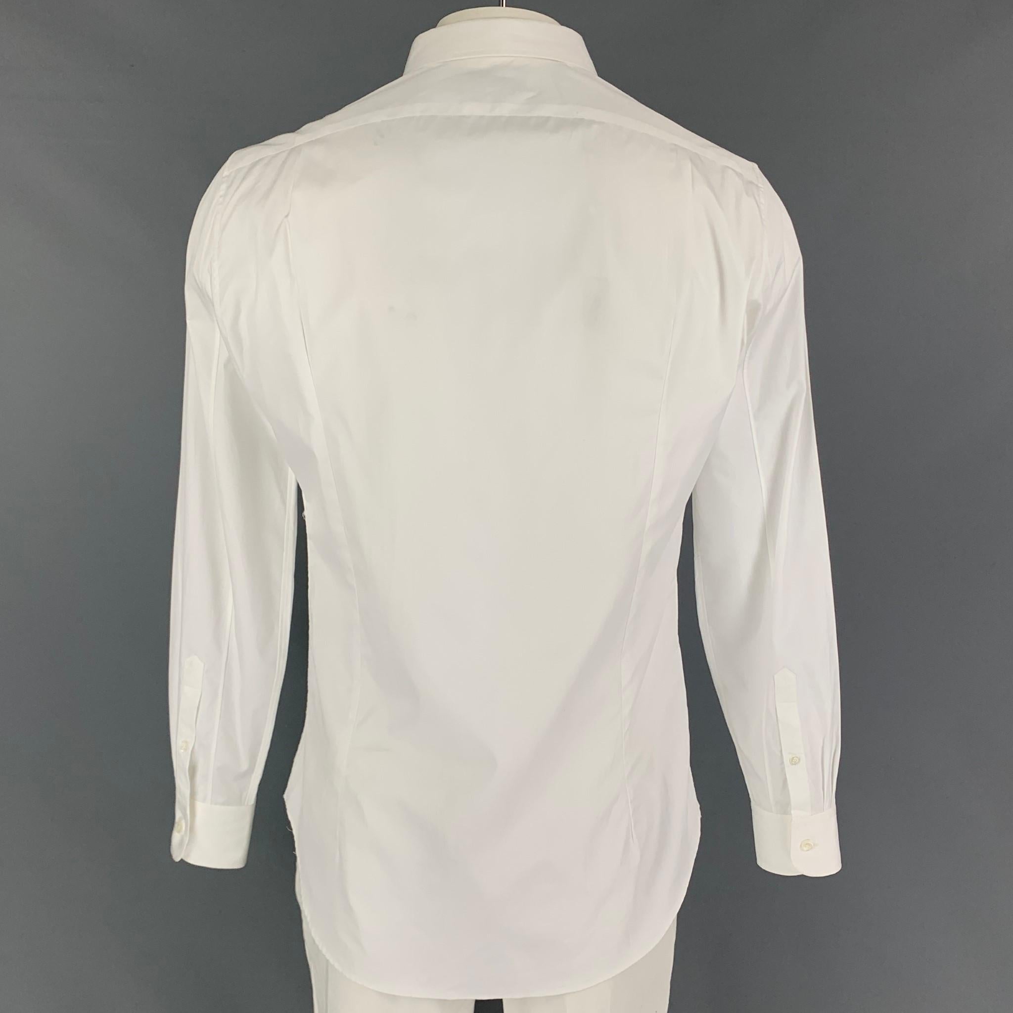 Men's ALEXANDER MCQUEEN Size XL White Black Embroidery Cotton Long Sleeve Shirt