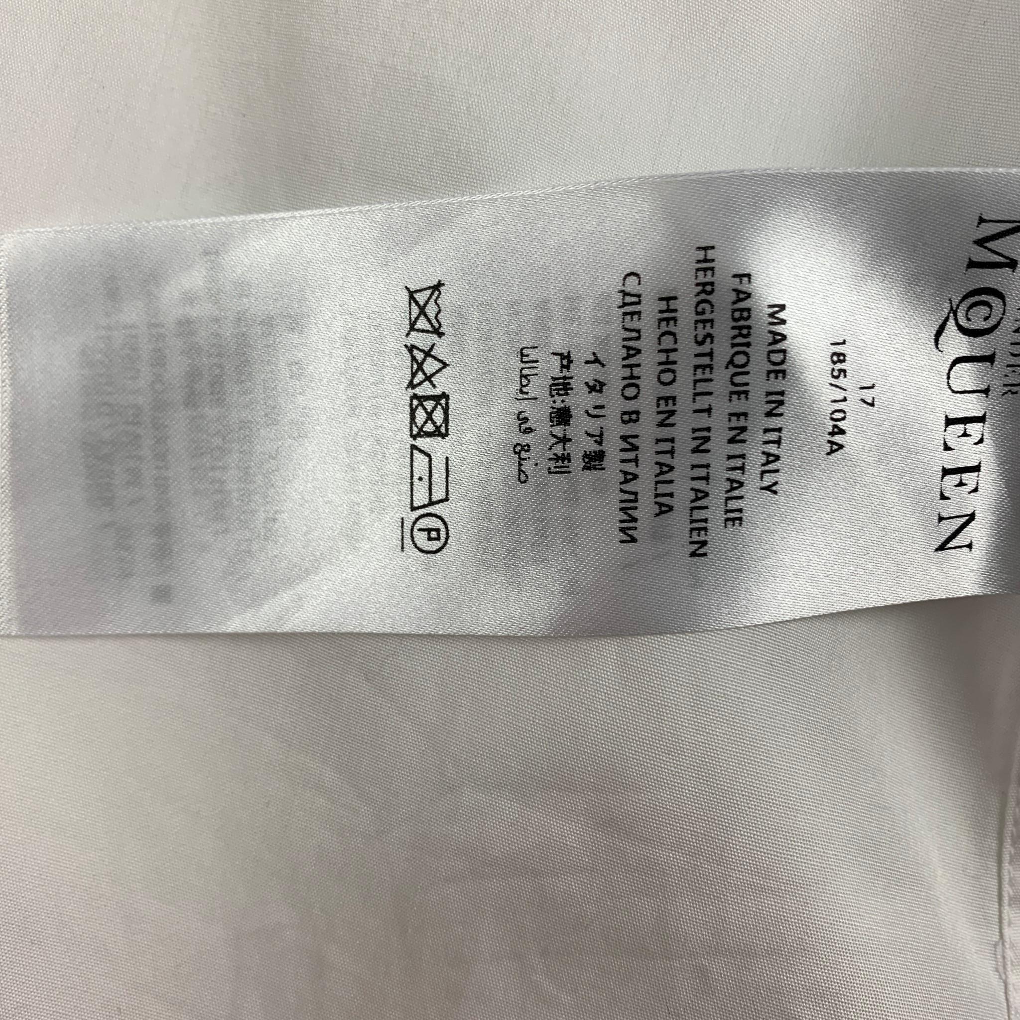 ALEXANDER MCQUEEN Size XL White Black Embroidery Cotton Long Sleeve Shirt 1