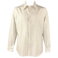 ALEXANDER MCQUEEN Size XL White & Black Vertical Stripe Long Sleeve Shirt