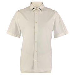ALEXANDER MCQUEEN Size XL White Skeleton Embroidery Cotton Button Up Shirt