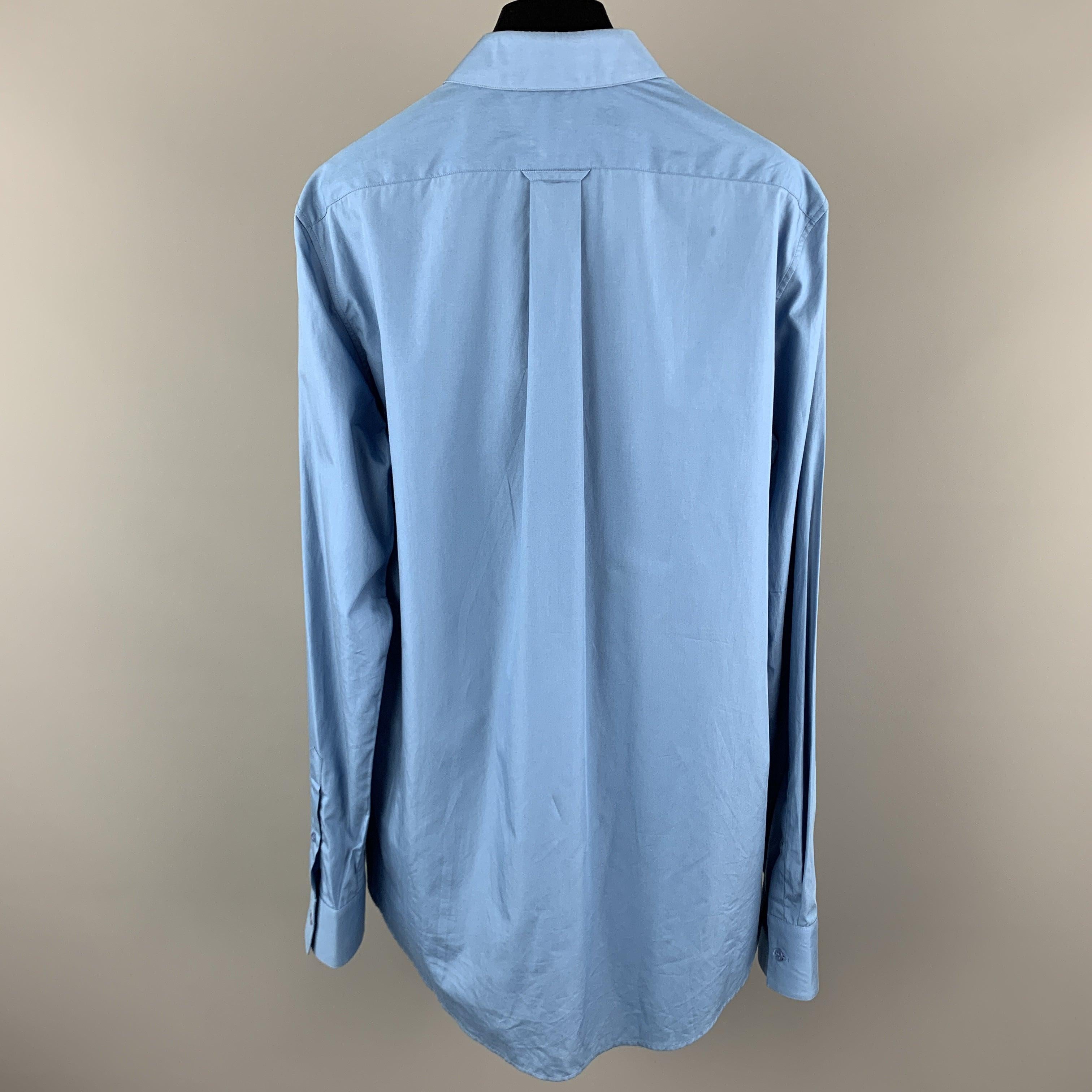 ALEXANDER MCQUEEN Size XS Blue Cotton Long Sleeve Shirt In Good Condition For Sale In San Francisco, CA