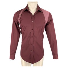 ALEXANDER MCQUEEN Size XS Burgundy Two Toned Cotton Long Sleeve Shirt