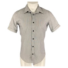 ALEXANDER MCQUEEN Size XS Grey White Stripe Cotton Button Up Short Sleeve Shirt